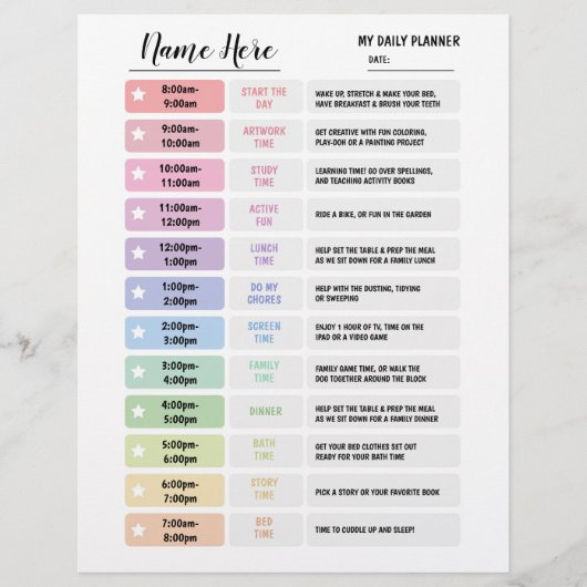 Kinder planningsterren voor de Daily Planner Flyer (Voorkant)