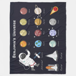 Kinder planten Astronaut Monogram Colorful Univers Fleece Deken