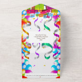 Kinder plezier ballon streamers feest vieren all in one uitnodiging (Buitenkant)