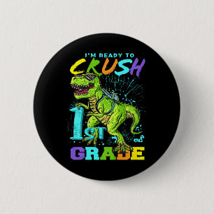 Kinder Plezier Eerste Grade T-Rex T-shirt Ronde Button 5,7 Cm