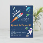Kinder Plezier Ruimte-Tacular Astronaut Verjaardag Kaart (Staand voorkant)