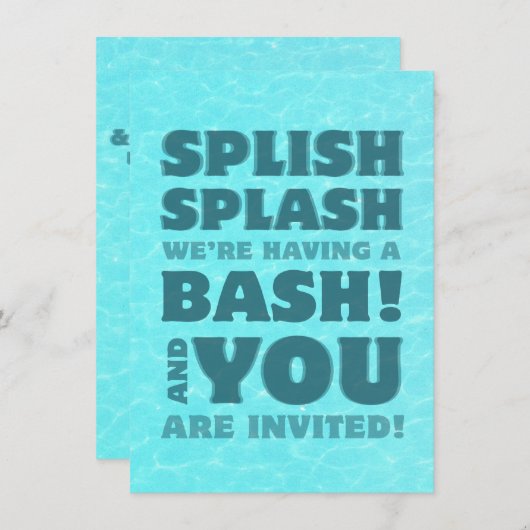 Kinder poel Splish Splash Invitation Kaart (Voorkant / Achterkant)