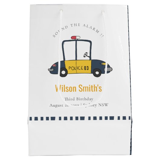 Kinder politieauto van de zeemacht elke zondag medium cadeauzakje (Achterkant)