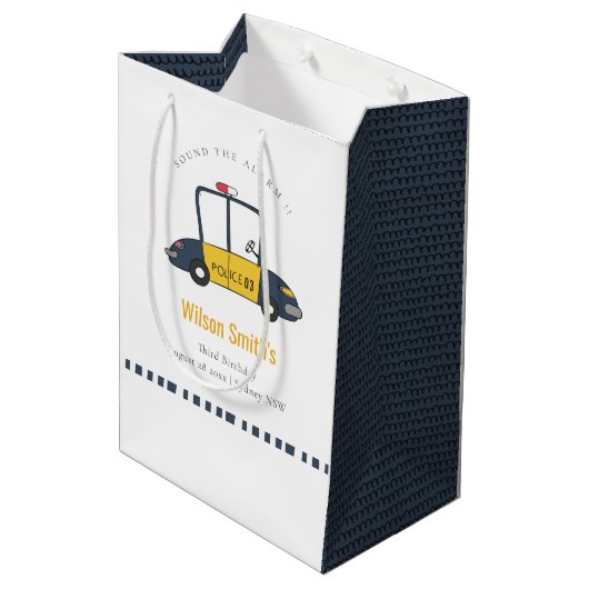 Kinder politieauto van de zeemacht elke zondag medium cadeauzakje (Achterkant Gekanteld)