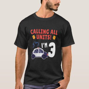 Kinder politiewagen 3e verjaardag 3 jaar oude verj t-shirt