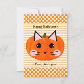 Kinder pompoen Cat Halloween Kaart (Voorkant)