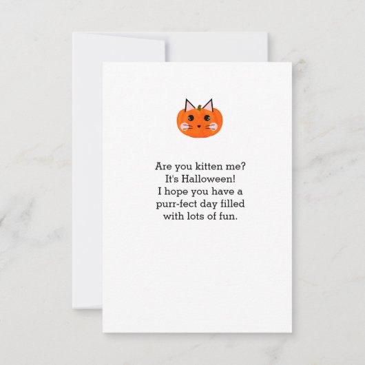 Kinder pompoen Cat Halloween Kaart (Achterkant)
