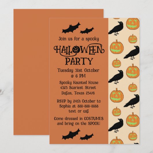  kinder pompoen Halloween feestuitnodiging Kaart (Voorkant / Achterkant)