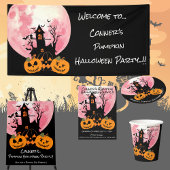 Kinder pompoen Halloween Party Snacks Reclamebord Met Voetstuk