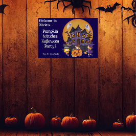 Kinder pompoen heksen Halloween Party Poster