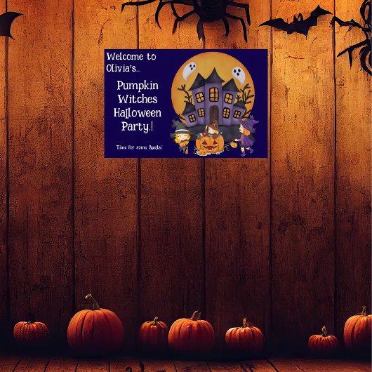 Kinder pompoen heksen Halloween Party Poster