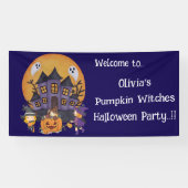 Kinder pompoen heksen Halloween Party Spandoek (Horizontaal)