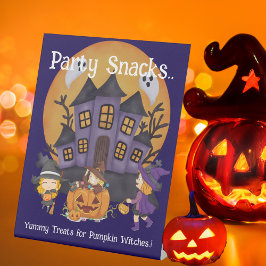 Kinder pompoenheksen Halloween Party Snacks Reclamebord Met Voetstuk