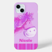 Kinder pony paarse roze strepen naam Case-Mate iPhone case (Achterkant)