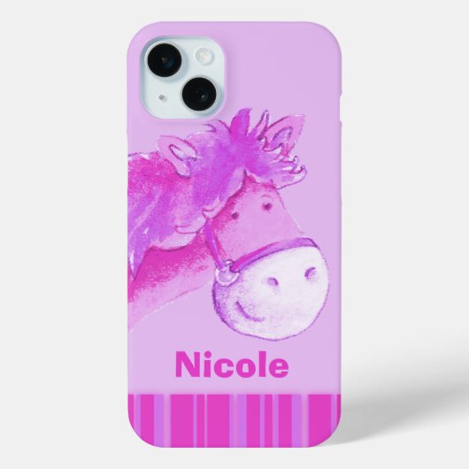 Kinder pony paarse roze strepen naam Case-Mate iPhone case (Achterkant)