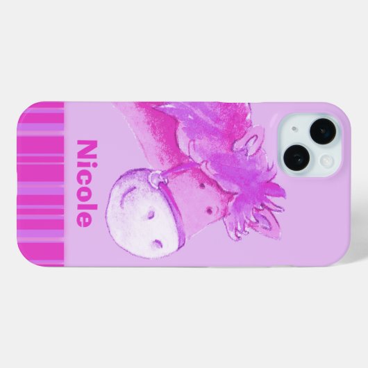 Kinder pony paarse roze strepen naam Case-Mate iPhone case (Achterkant (horizontaal))