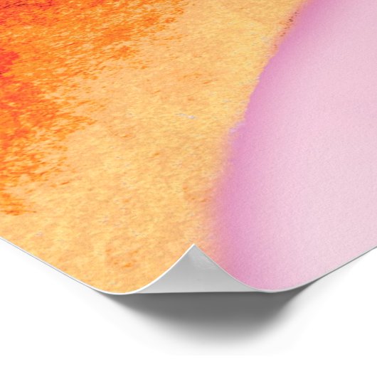 Kinder pony roze en oranje vierkant poster afdrukk (Hoek)