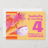 Kinder pony Treking 4e verjaardagsuitnodiging Kaart (Voorkant)