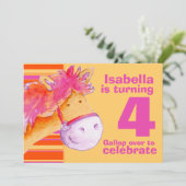 Kinder pony Treking 4e verjaardagsuitnodiging Kaart (Staand voorkant)