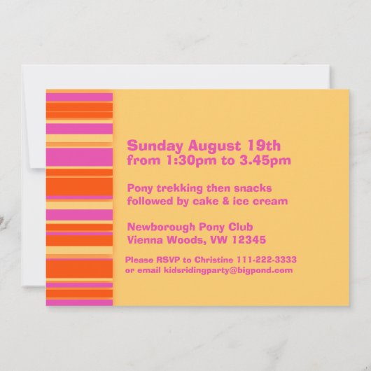 Kinder pony Treking 4e verjaardagsuitnodiging Kaart (Achterkant)