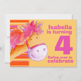 Kinder pony Treking 4e verjaardagsuitnodiging Kaart