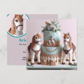 KINDER PONY'S VERSIERD VERJAARDAGSTAART KAART (Voorkant / Achterkant)