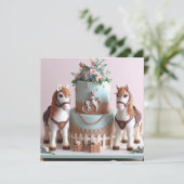 KINDER PONY'S VERSIERD VERJAARDAGSTAART KAART (Staand voorkant)