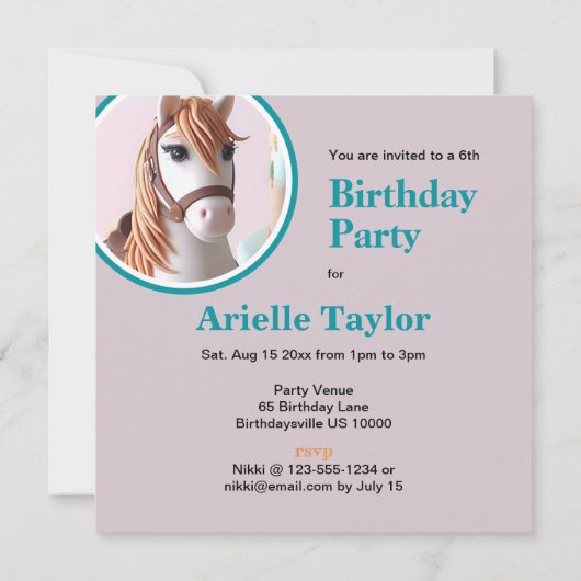 KINDER PONY'S VERSIERD VERJAARDAGSTAART KAART (Achterkant)