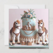 KINDER PONY'S VERSIERD VERJAARDAGSTAART KAART (Voorkant)