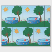 Kinder pool onder een boom cadeaupapier (Vlak)