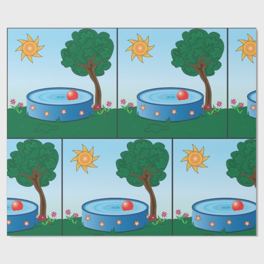 Kinder pool onder een boom cadeaupapier (Vlak)