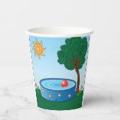 Kinder pool onder een boom papieren bekers (Voorkant)