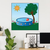 Kinder pool onder een boom poster (Thuiskantoor)