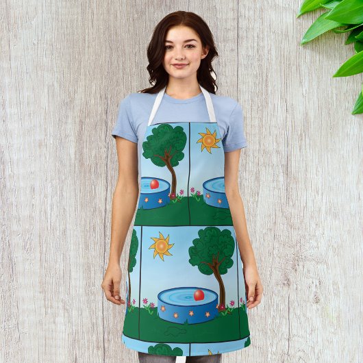 Kinder pool onder een boom schort