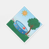 Kinder pool onder een boom servet (Hoek)