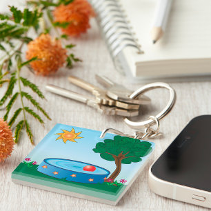 Kinder pool onder een boom sleutelhanger