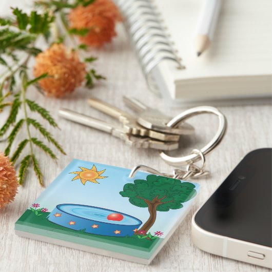 Kinder pool onder een boom sleutelhanger (Voorkant Rechts)