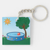 Kinder pool onder een boom sleutelhanger (Achterkant)