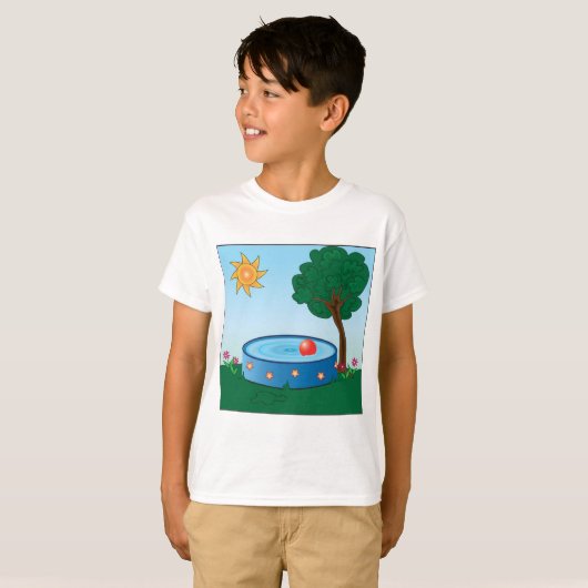 Kinder pool onder een boom t-shirt (Voorkant volledig)