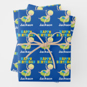 Kinder Pool Party Blonde Boy Zwemend Birthday Inpakpapier Vel (In situ)