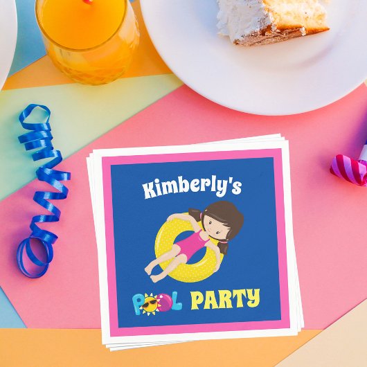 Kinder Pool Party Gepersonaliseerde Verjaardagsmei Servet
