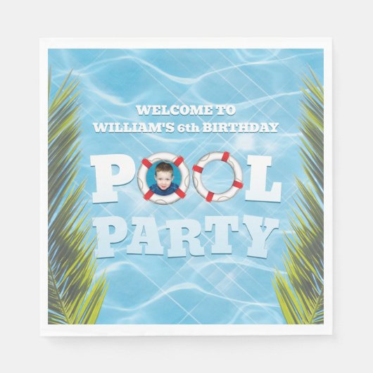 Kinder Pool Party Napkins - Birthday Party Decor Servet (Voorkant)