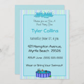 Kinder Pool Party-uitnodigingen Kaart (Voorkant / Achterkant)