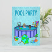 Kinder Pool Party-uitnodigingen Kaart (Staand voorkant)