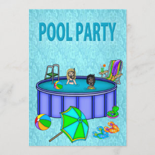 Kinder Pool Party-uitnodigingen Kaart