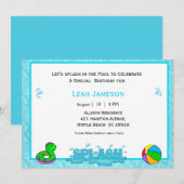 Kinder Pool Party-uitnodigingen Kaart (Voorkant / Achterkant)