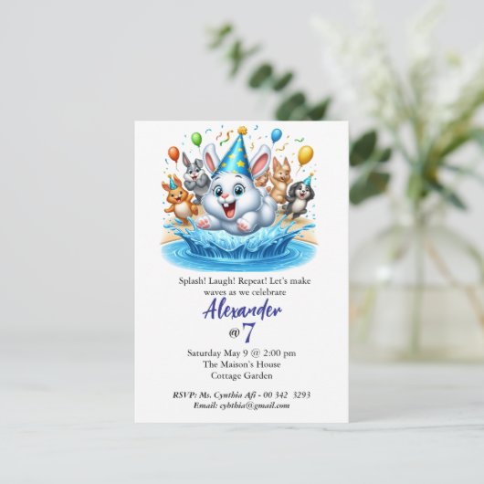 kinder pool party verjaardagsuitnodigingen Edithab Kaart (Staand voorkant)