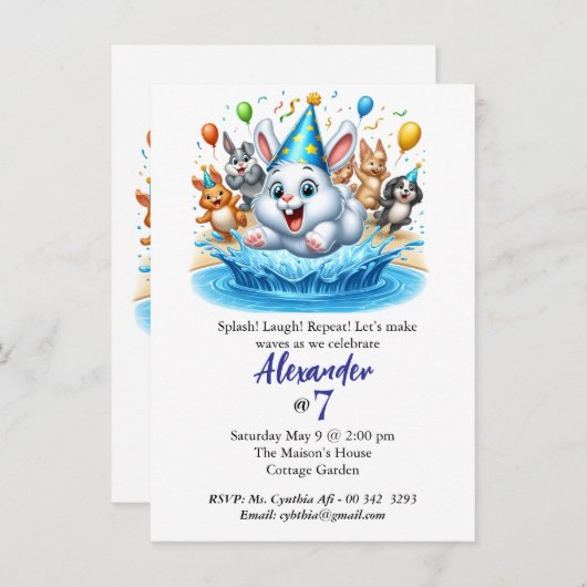 kinder pool party verjaardagsuitnodigingen Edithab Kaart (Voorkant / Achterkant)