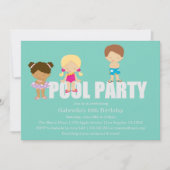 Kinder poolpartij | Uitnodiging van de partij Birt (Voorkant)