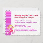 Kinder pop 3de verjaardag roze verjaardag uitnodig kaart (Achterkant)